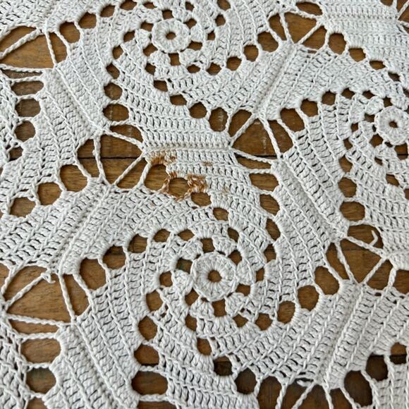 Antique Vintage Hand Crocheted Ivory Bedspread Tablecloth Coverlet 75”x86” - Picture 7 of 11